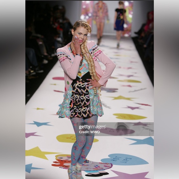 Y2K Heatherette Skull Hearts Rainbow Ski Fair Isle Cardigan Sweater - Picture 13 of 14